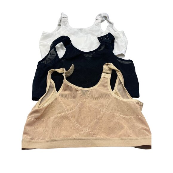 set of 3 sport bra brown white black front closer adjustable shoulder XL READ - Picture 2 of 9